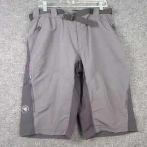 Endura Shorts Mens Medium Gray Biker Adjustable Waist Zip Pockets MTB Cycling